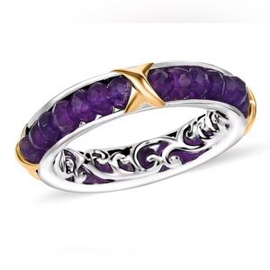 EverTrue African Amethyst 5.00 ctw Criss Cross Ring in 18K YG Plated